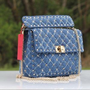 Valentino Pike Denim Shoulder Bag